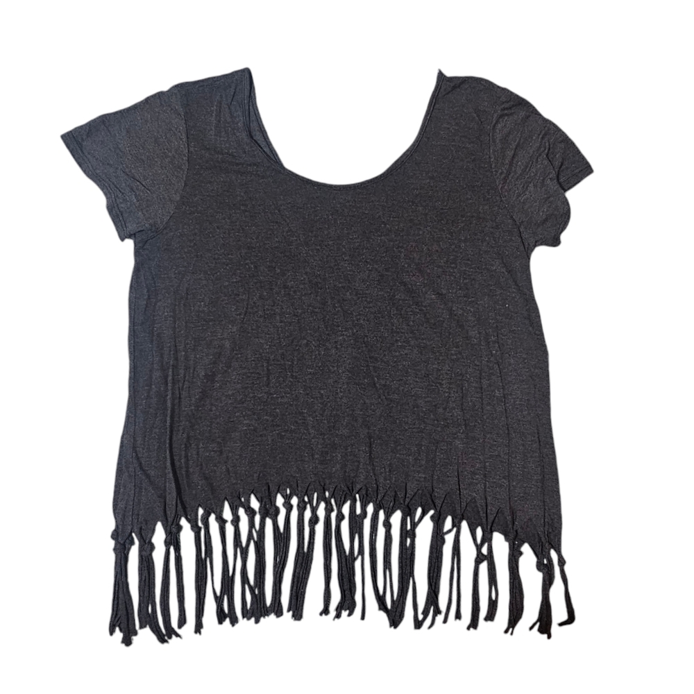 MICHAEL STARS Brixton Fringe Black Reversible Top OS One Size